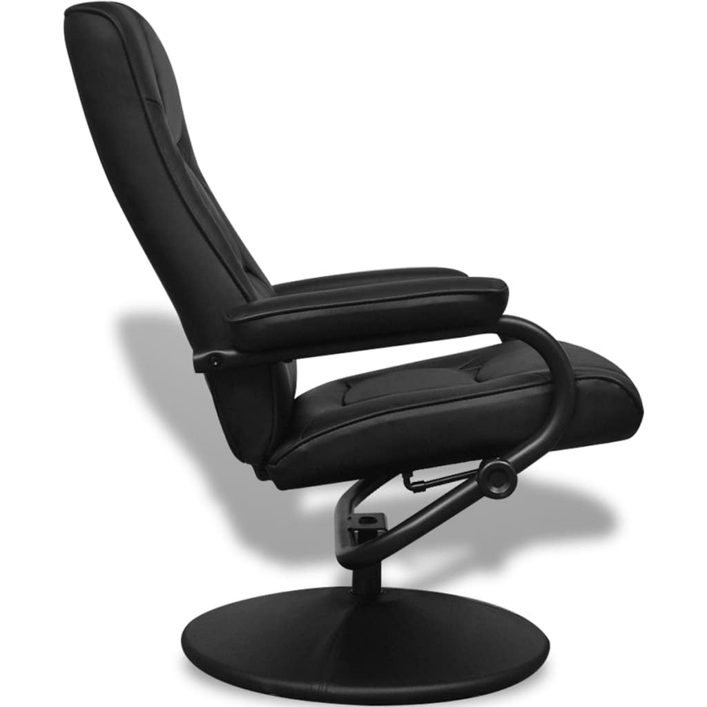 Swivel Recliner with Ottoman Black Faux Leather W244448