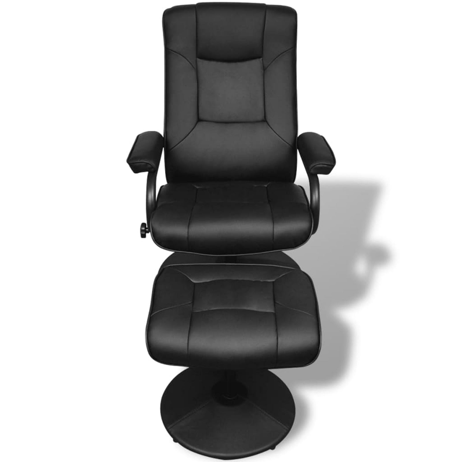 Swivel Recliner with Ottoman Black Faux Leather W244448