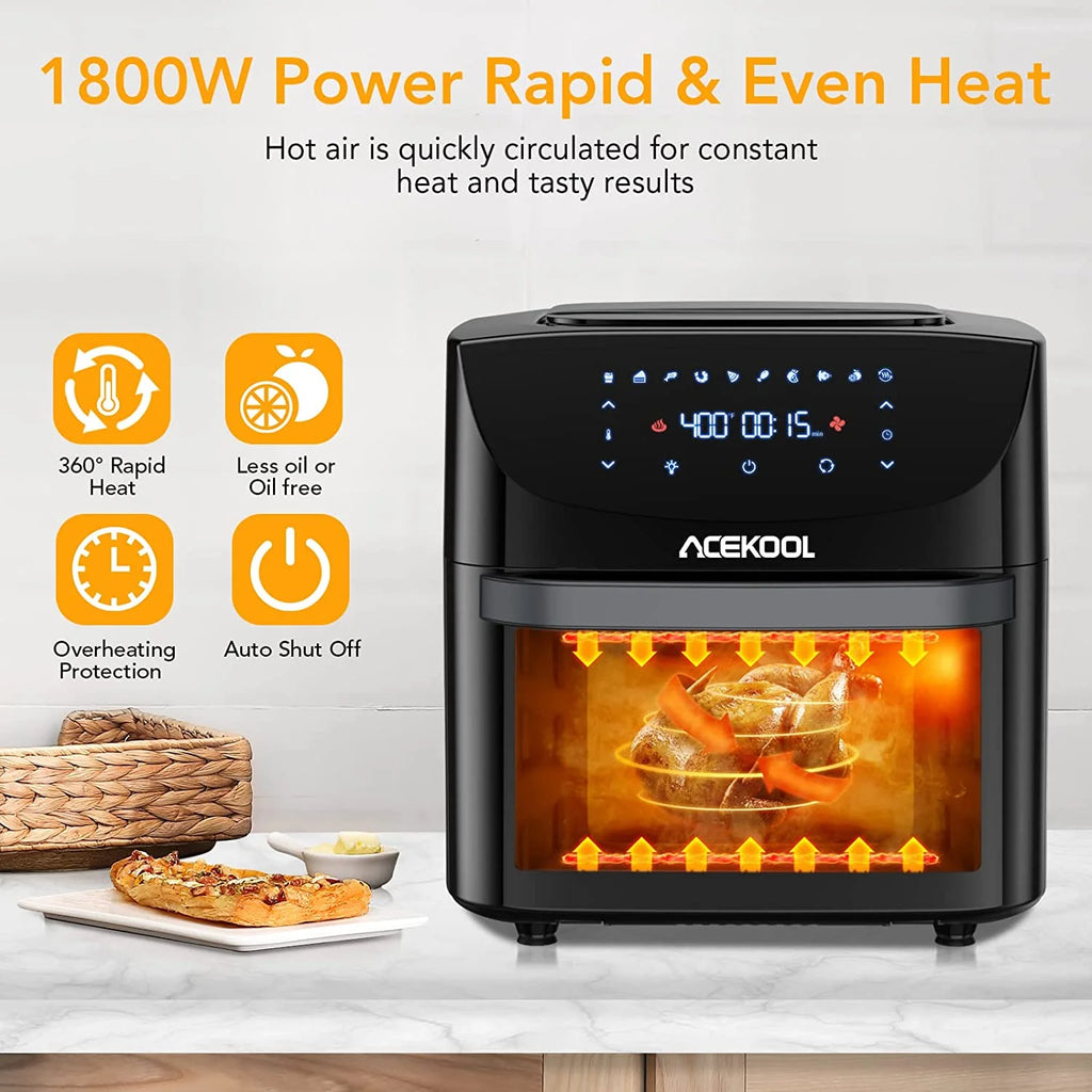 20QT 10-in-1 Air Fryer Toaster Oven Combo with Rotisserie and Racks E9520