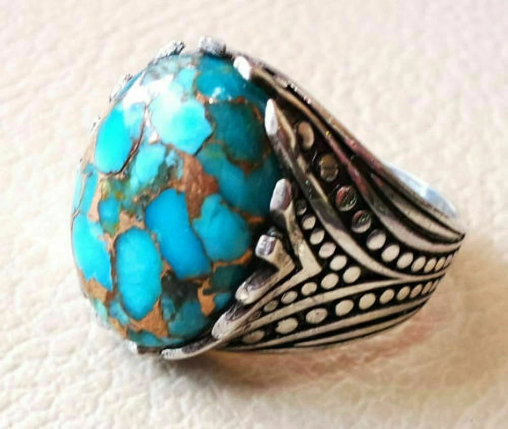925 Sterling Silver Turquoise Gemstone Ring M640936