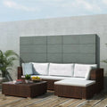 5 Piece Outdoor Sectional Sofa with Coffee Table and Ottoman Poly Rattan T721