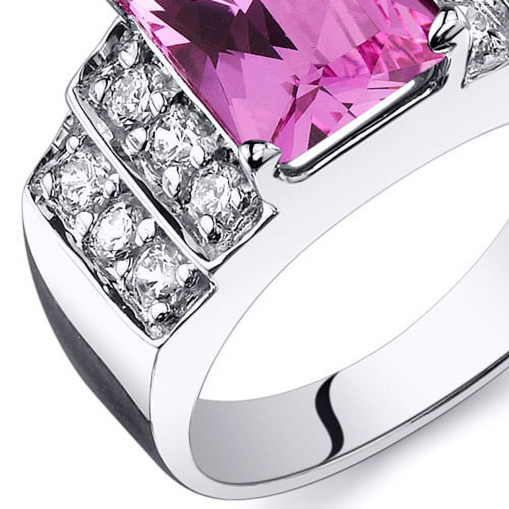 Pink Created Sapphire Ring in Sterling Silver F571644