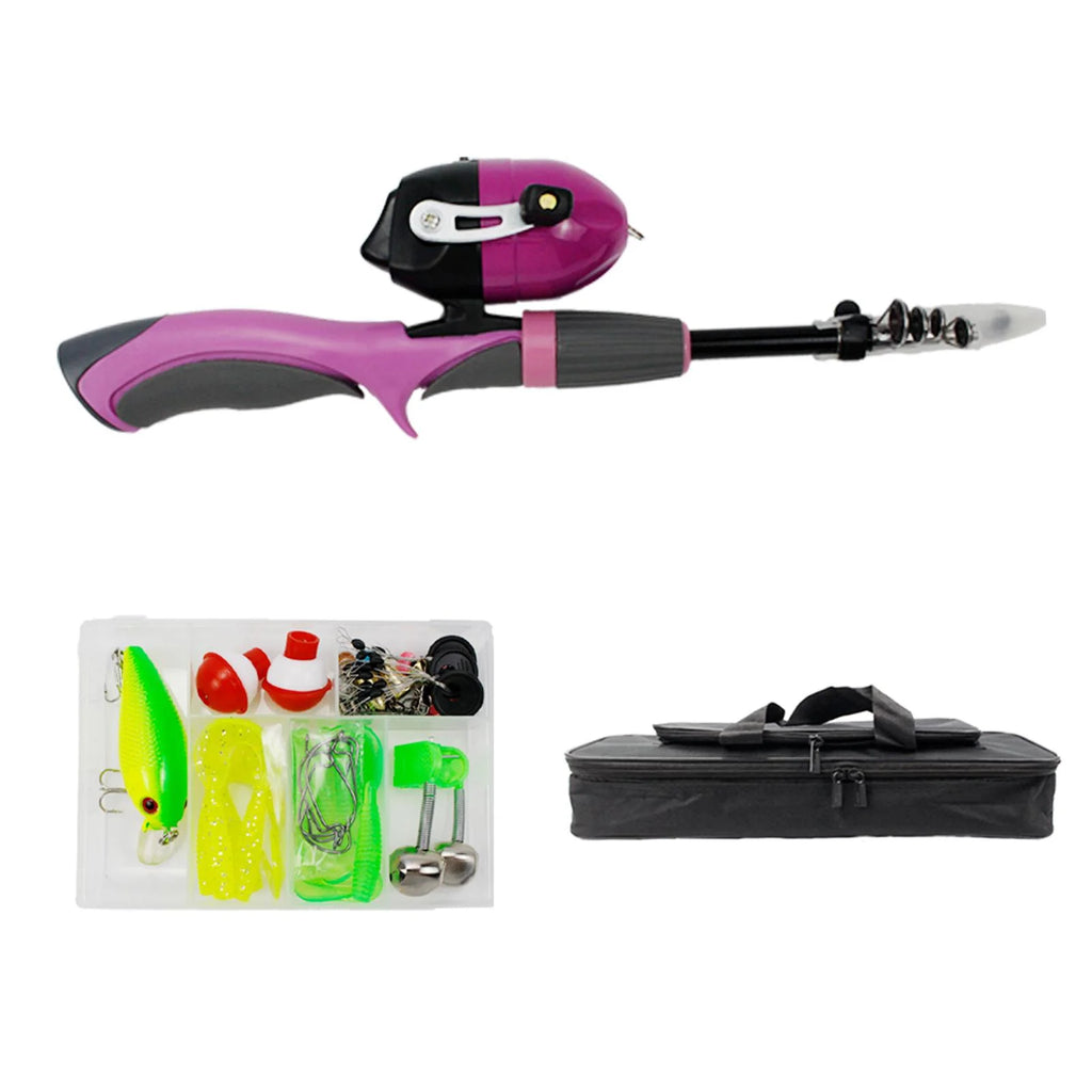 Pink Telescopic Fishing Rod and Reel Carrier Bag with Fishing Line M716836