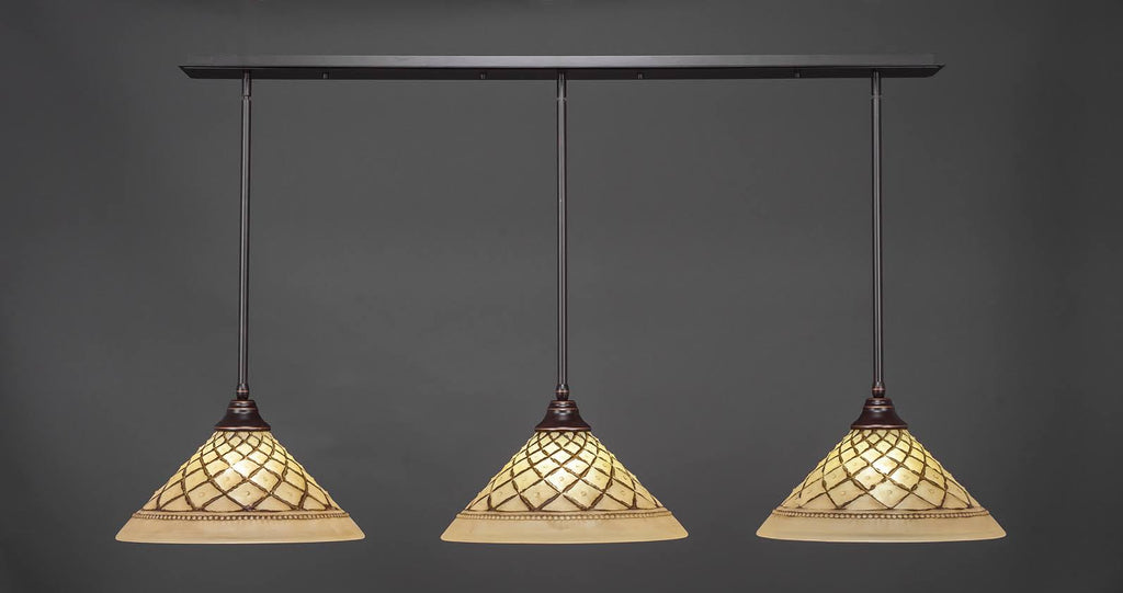3-Light Pendant with Chocolate Icing Glass Shade T975