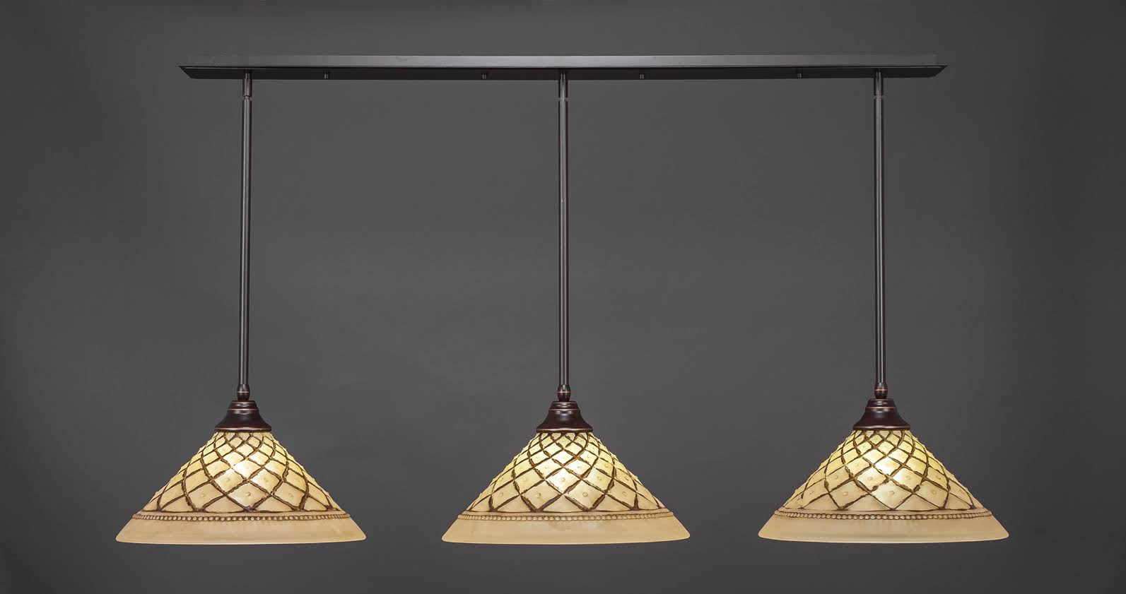 3-Light Pendant with Chocolate Icing Glass Shade T975