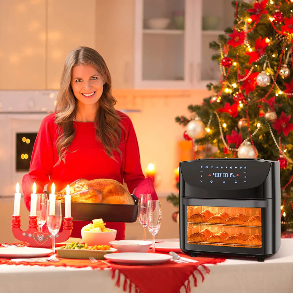 20QT 10-in-1 Air Fryer Toaster Oven Combo with Rotisserie and Racks E9520