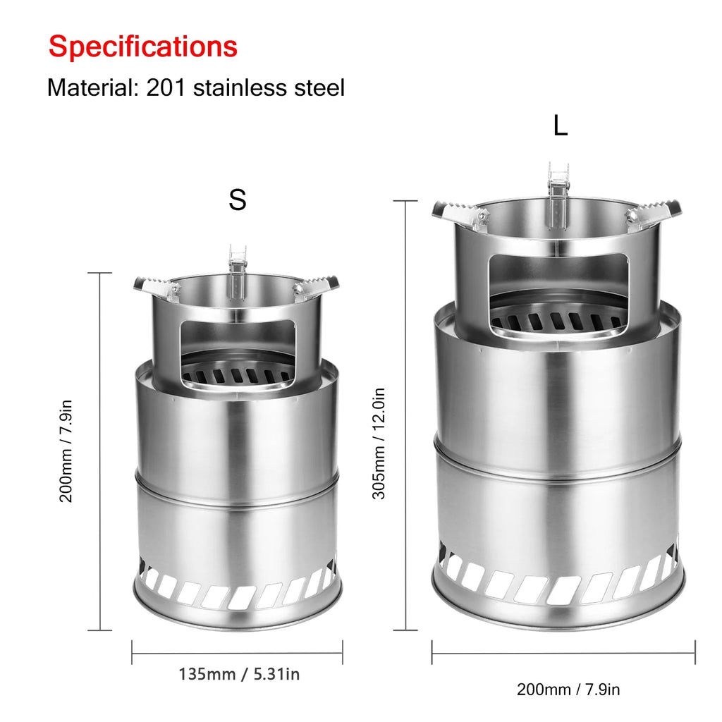 Windproof Stainless Steel Detachable Wood Stove W792