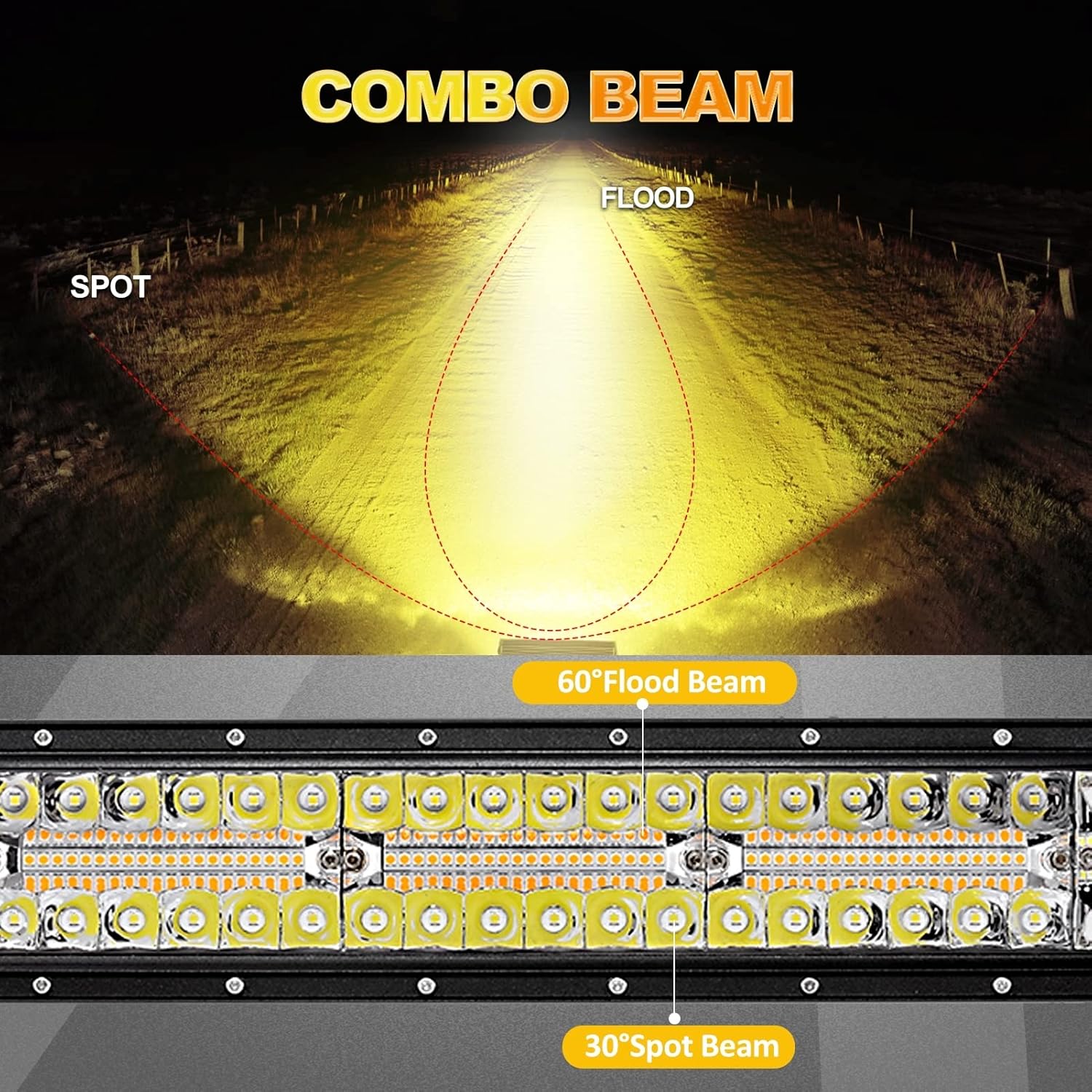 Curved Amber White Strobe LED Light Bar 50 Inch 288W I4849