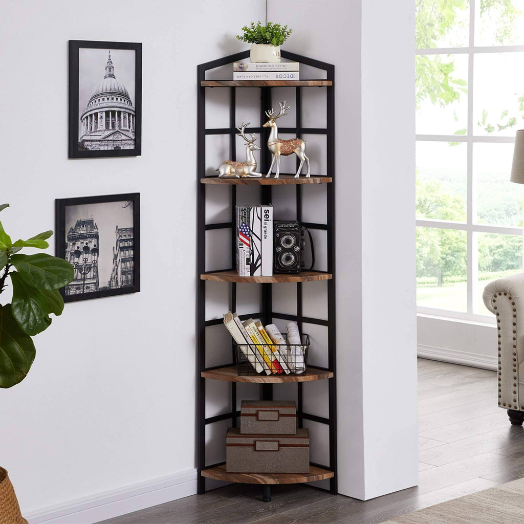 5-Shelf Industrial Corner Bookcase I39426
