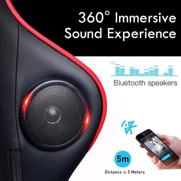 Red Footrest Music Gaming Chair with Bluetooth Speakers A523