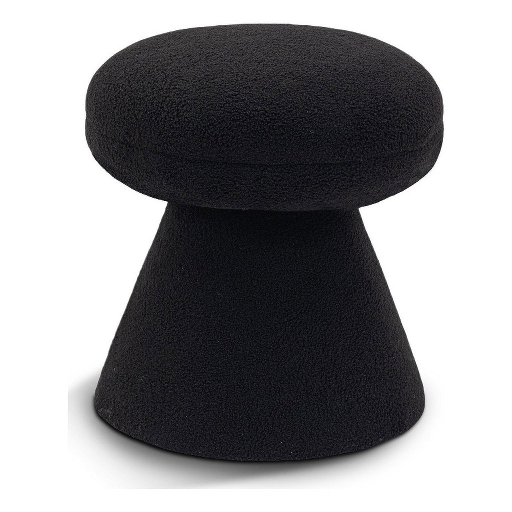 Black Faux Shearling Teddy Fabric Ottoman/Stool L392286