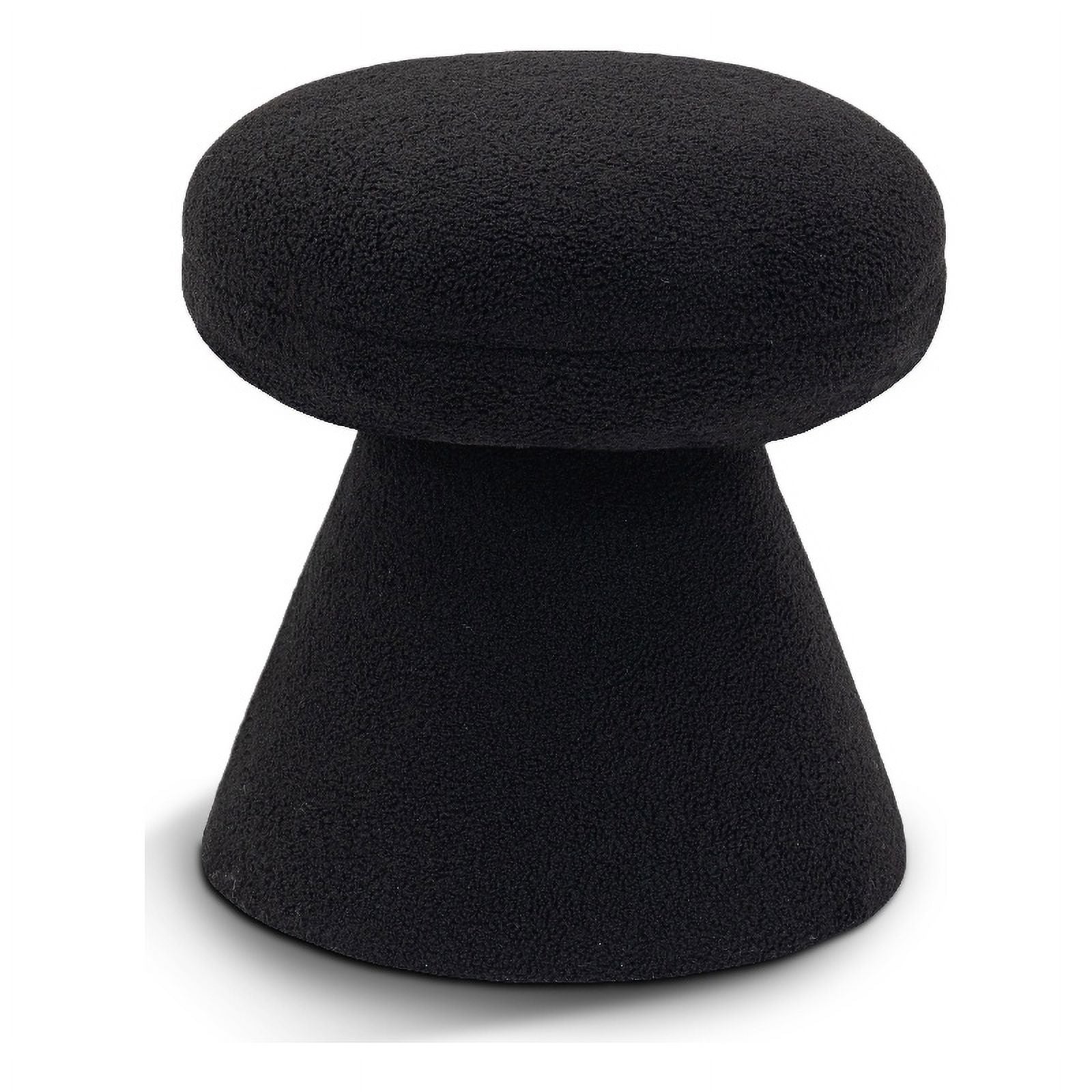 Black Faux Shearling Teddy Fabric Ottoman/Stool L392286