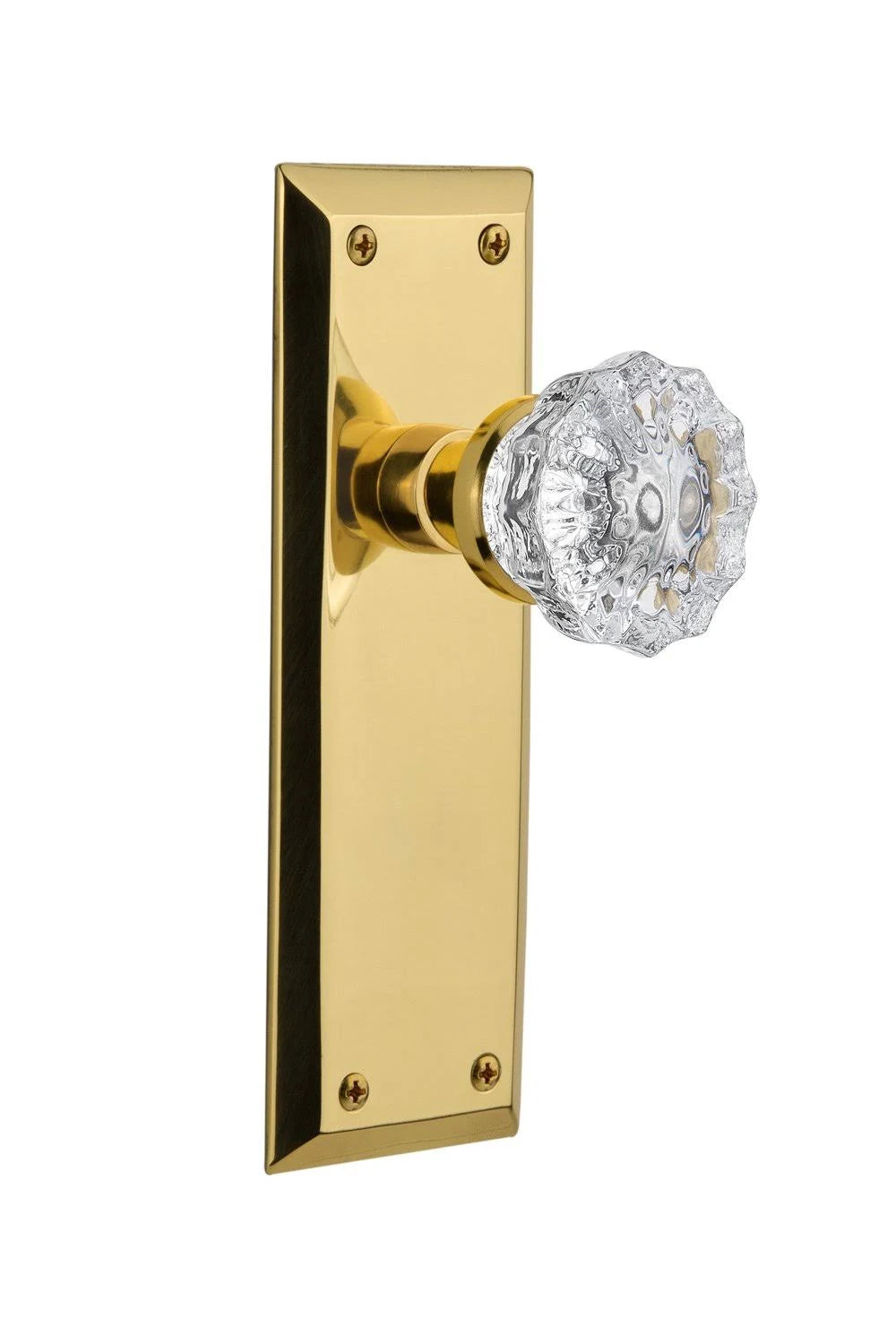 Crystal Glass Door Knob, Polished Brass C75811
