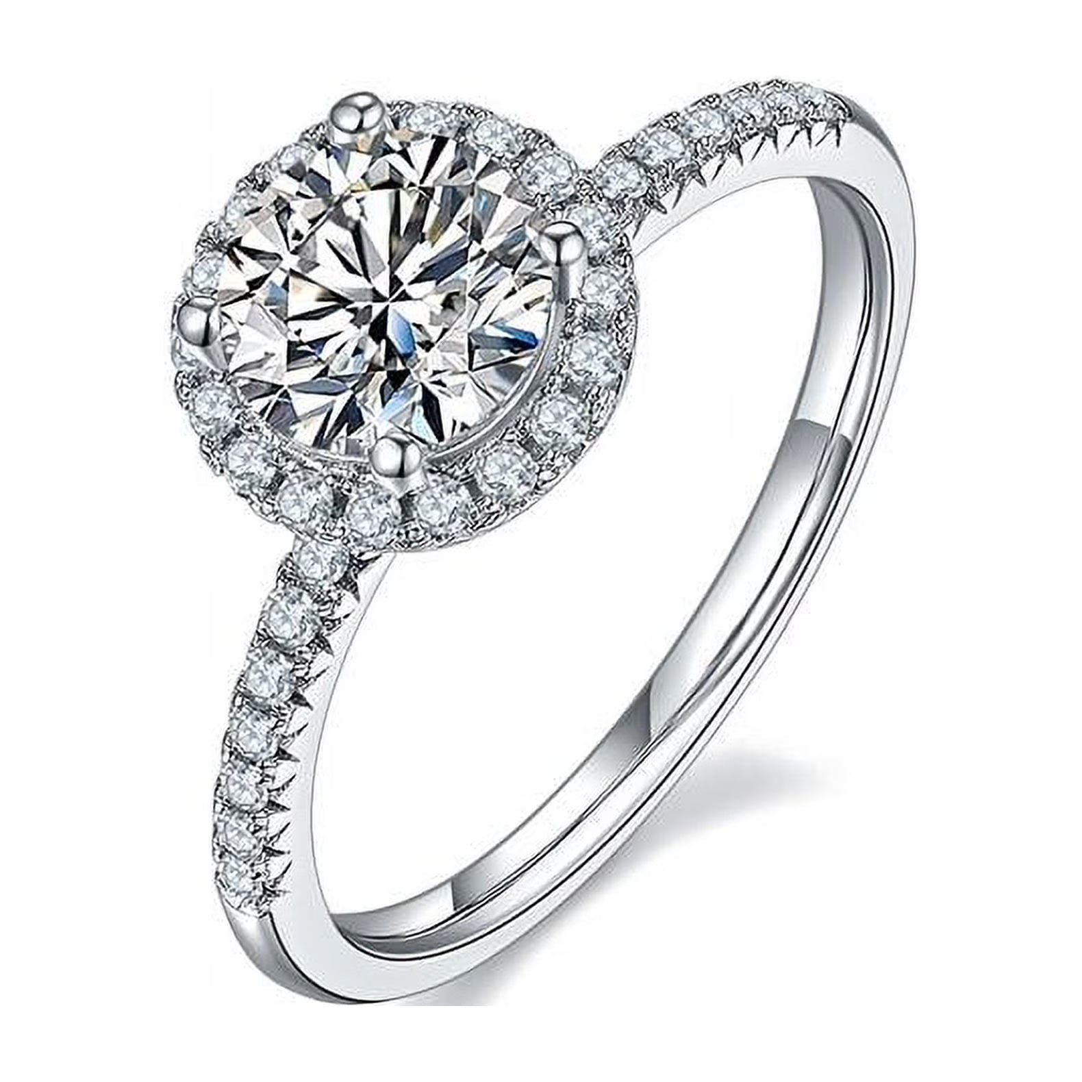 18K White Gold over Silver Moissanite Wedding Ring T81086