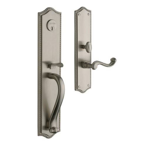 Satin Brass and Black Double Cylinder Mortise Handleset Trim Set O261674