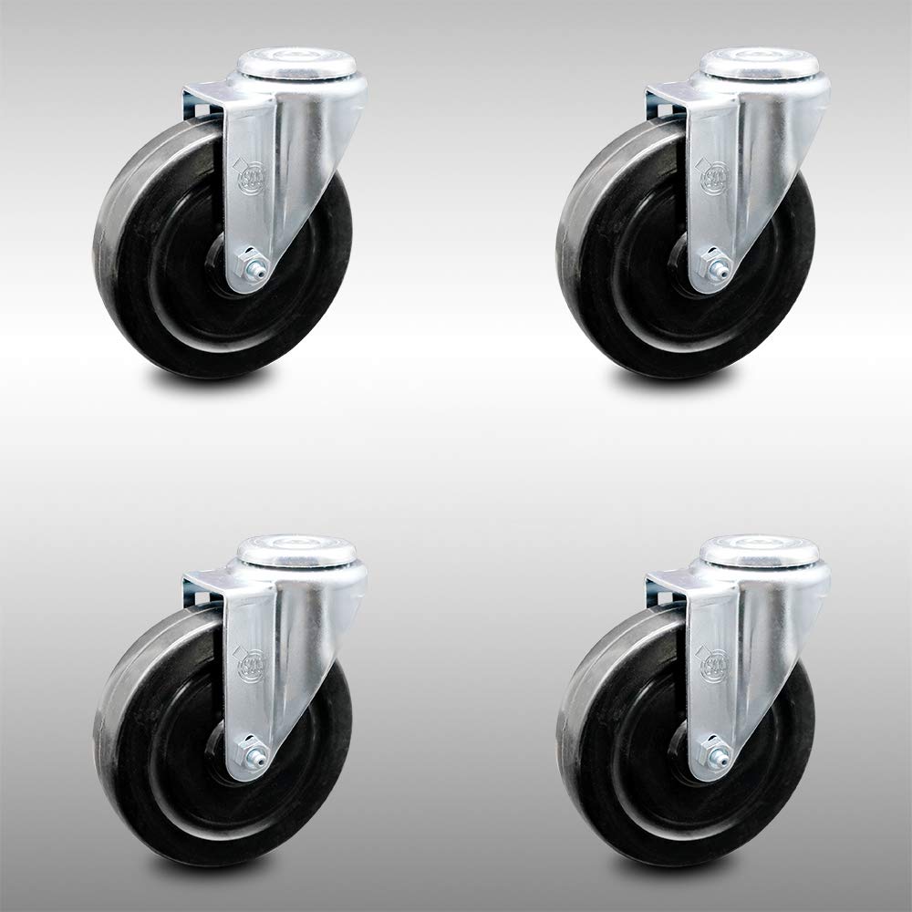 Swivel Bolt Hole Caster with Black Wheel and Top Locking Brake, Pack of 2 D33172