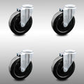 Swivel Bolt Hole Caster with Black Wheel and Top Locking Brake, Pack of 2 D33172