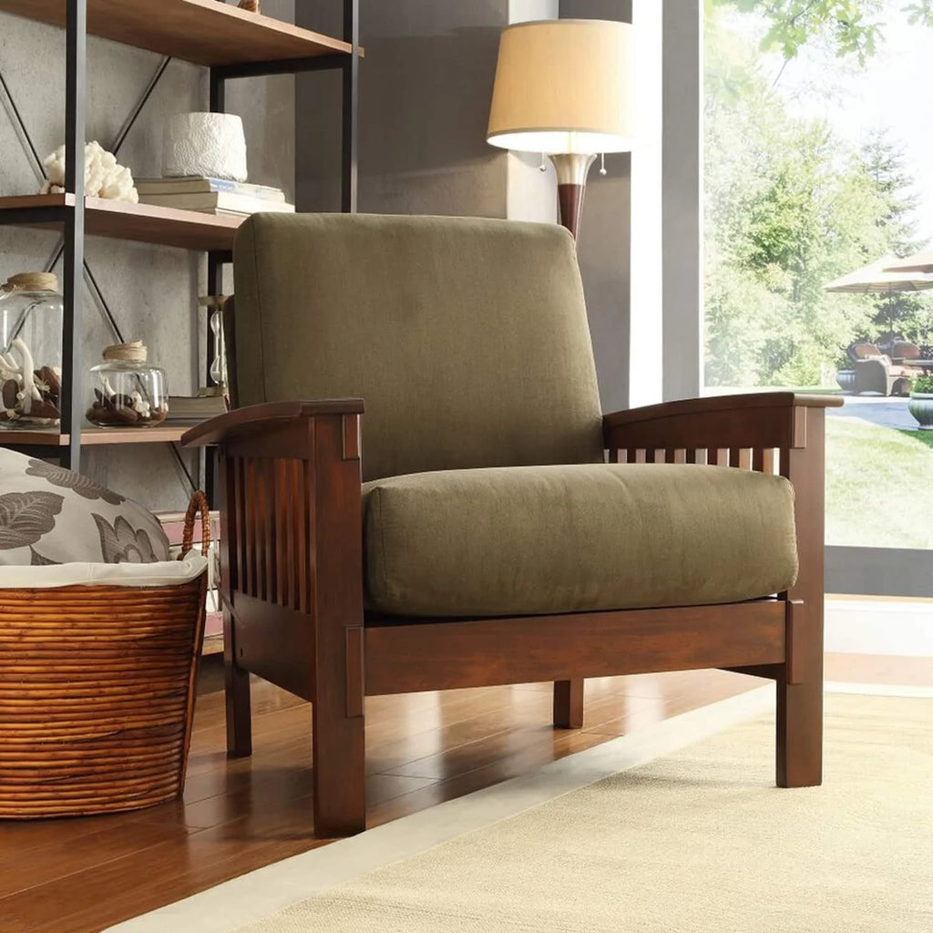 Olive Microfiber Mission Chair Z98088