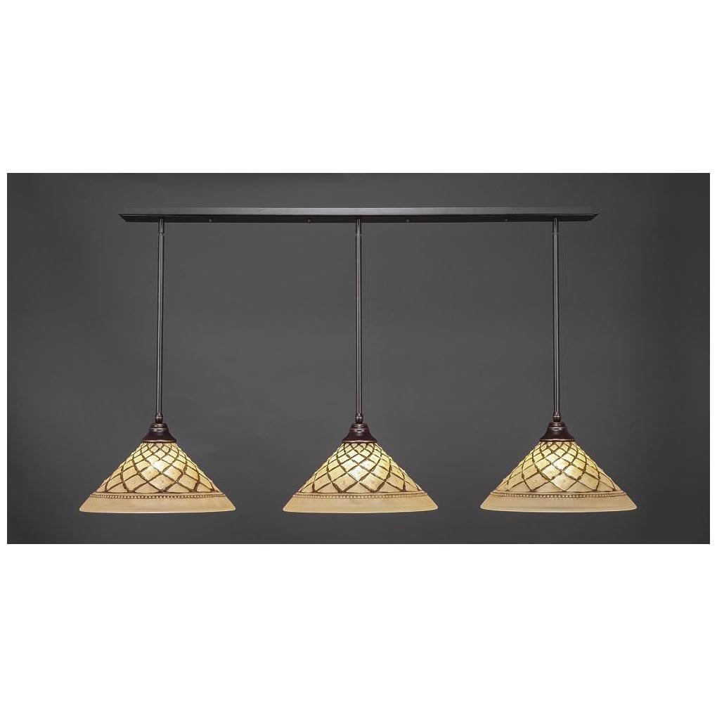 3-Light Pendant with Chocolate Icing Glass Shade T975