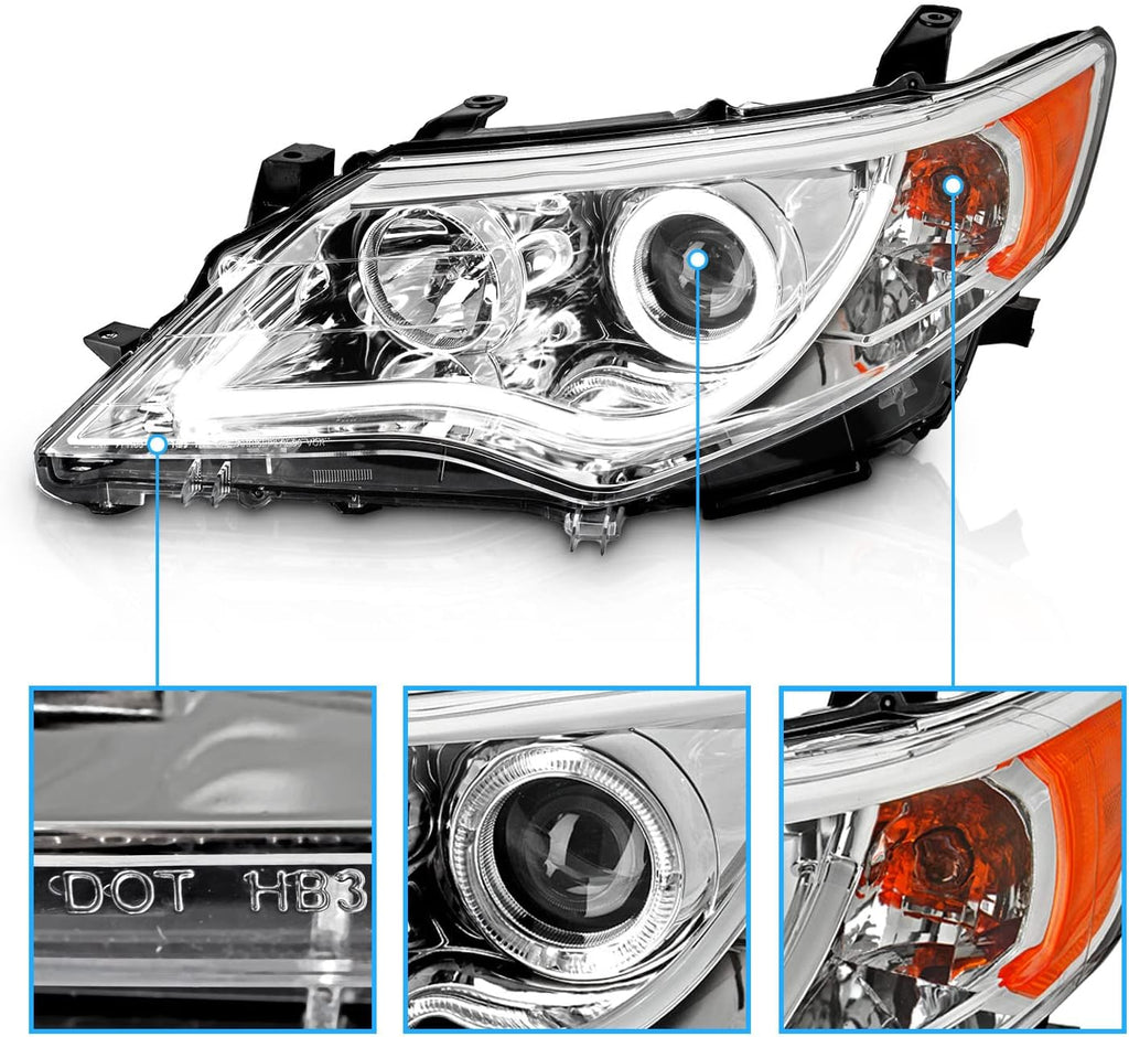 Chrome LED Halo Light Tube Replacement Headlights Set B7719