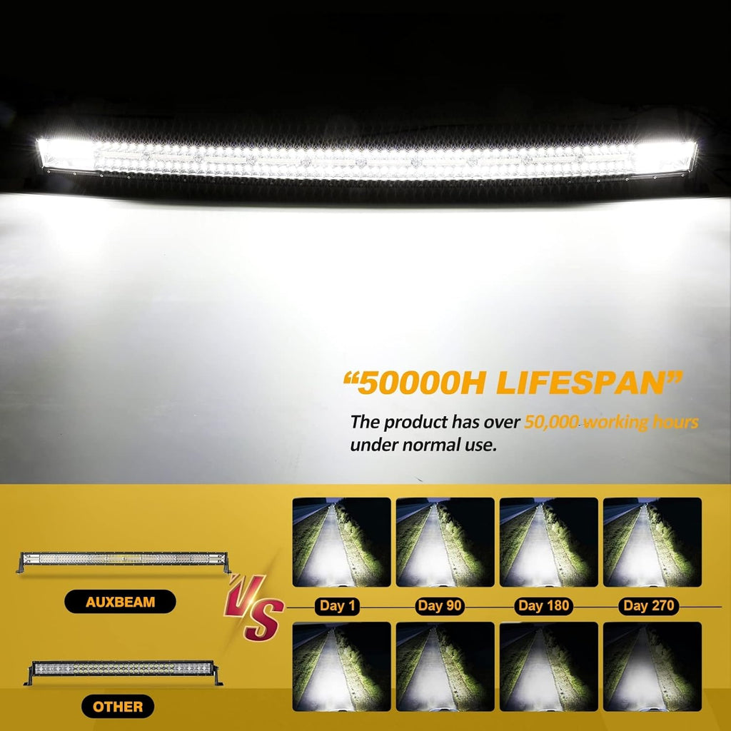 Curved Amber White Strobe LED Light Bar 50 Inch 288W I4849