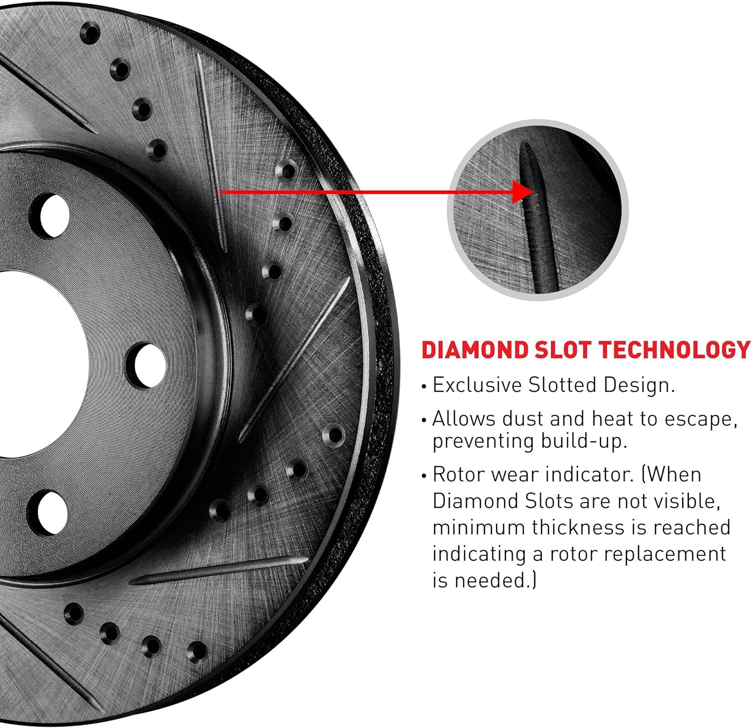 Black Drilled and Slotted Brake Rotors with Semi-Metallic Brake Pads Q317