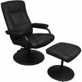 Swivel Recliner with Ottoman Black Faux Leather W244448