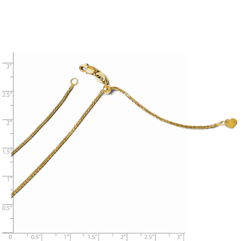 14k Yellow Gold Adjustable Wheat Chain Necklace U48779