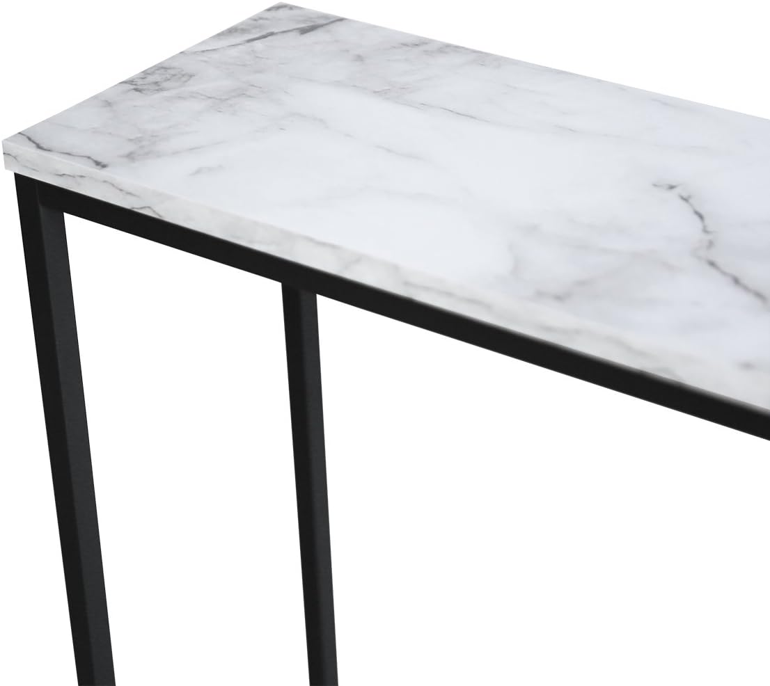 Black Faux Marble Console Table with Metal Frame L338