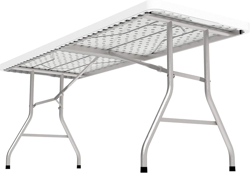 White 4 Foot Folding Utility Table with Carrying Handle U86519
