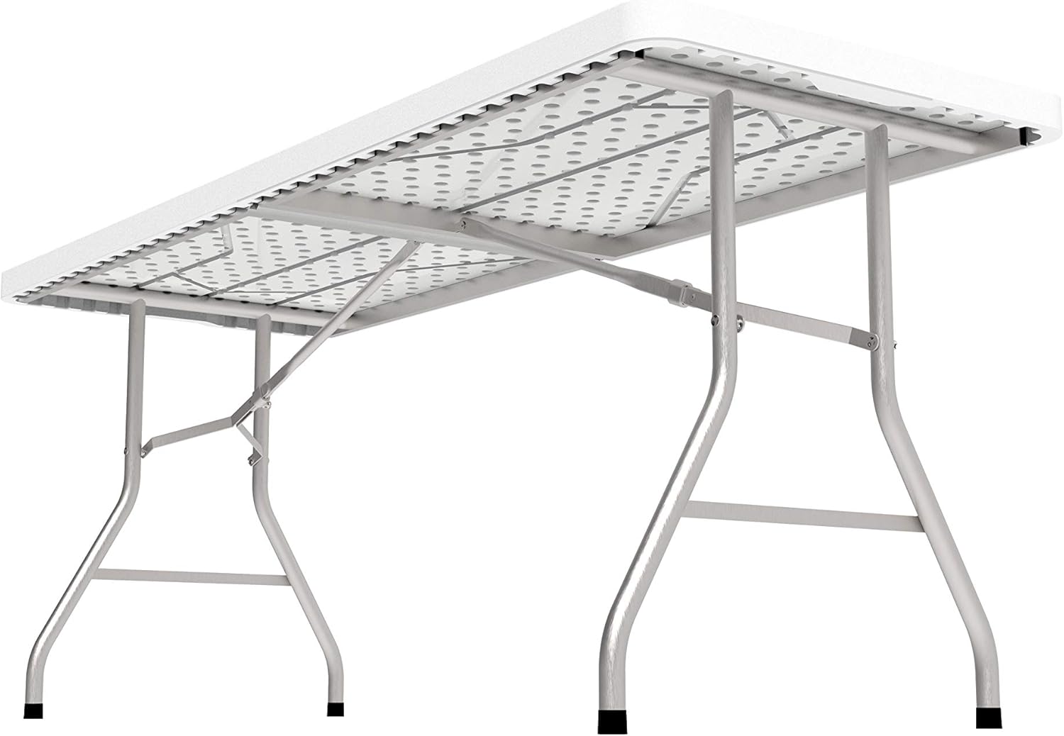 White 4 Foot Folding Utility Table with Carrying Handle U86519