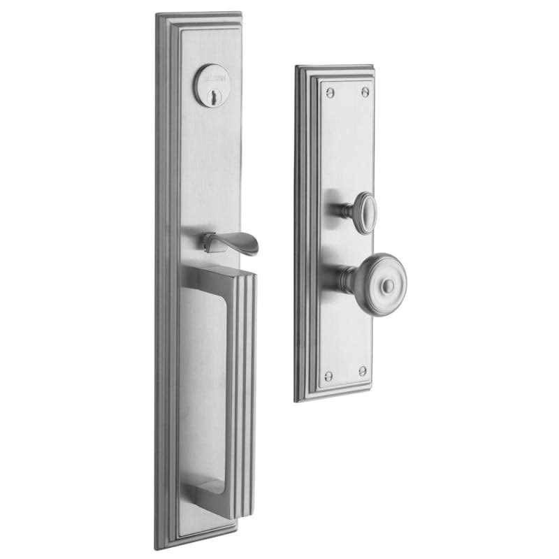 Satin Chrome Double Cylinder Mortise Handleset Trim Set F127498