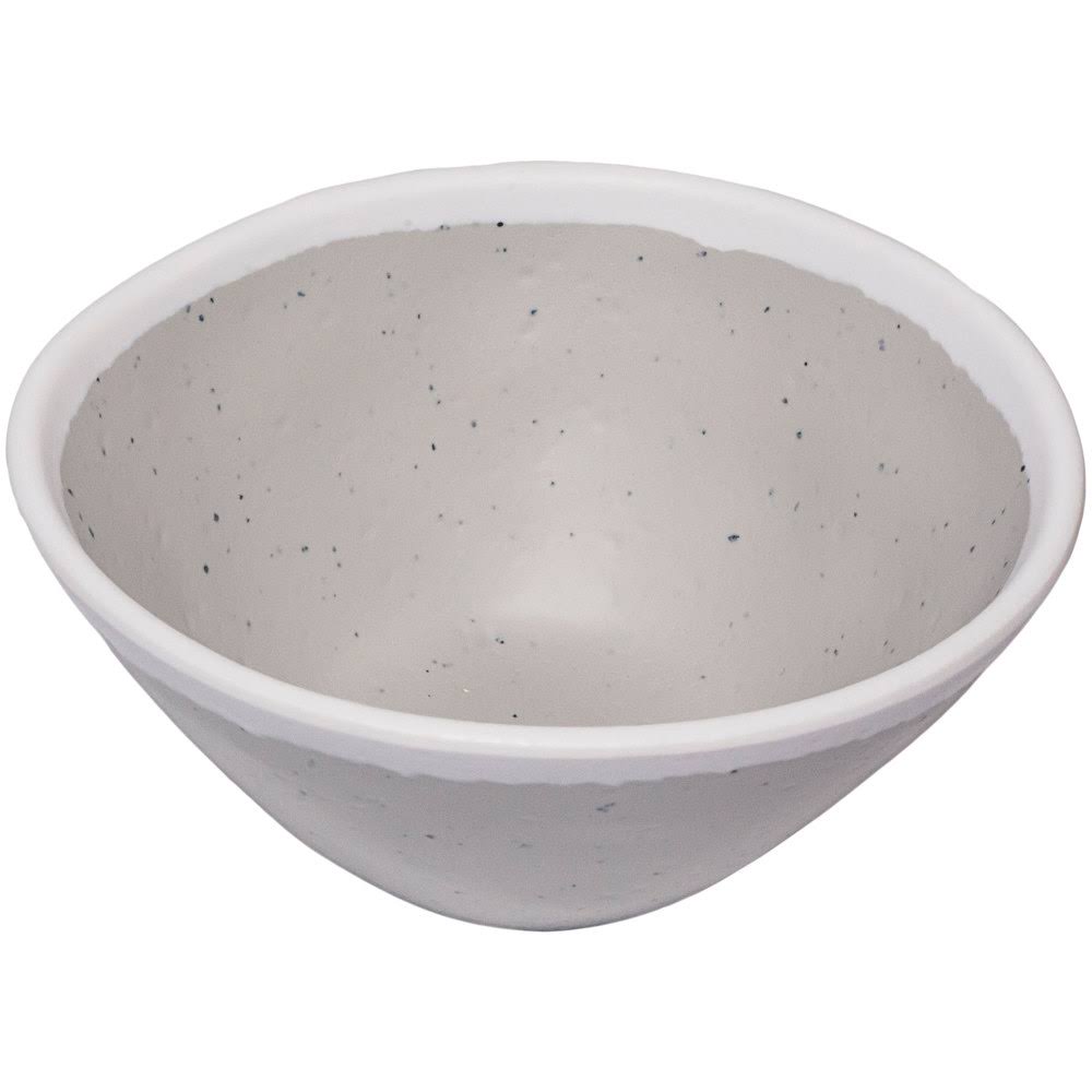 8 oz. Glazed Grey Melamine Bowl with White Trim J79388