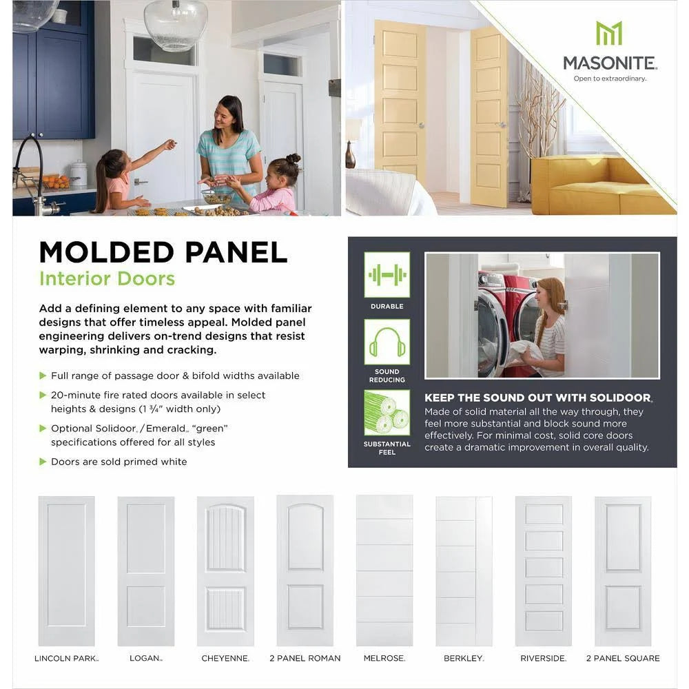 36 in. x 80 in. 5-Panel Left-Handed Hollow-Core Primed Composite Prehung Interior Door M20466