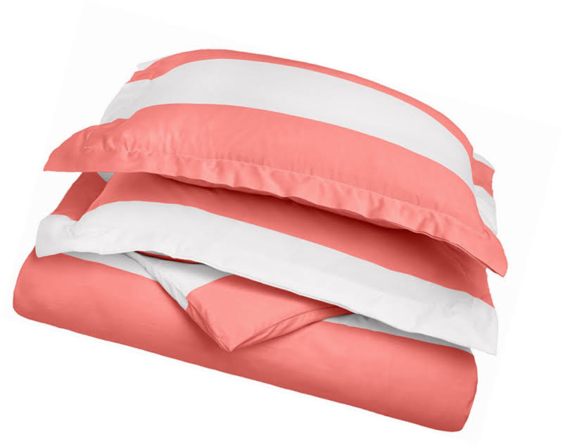 600-Thread Count Cotton-blend Duvet Cover Set Pink Full/Queen C4043