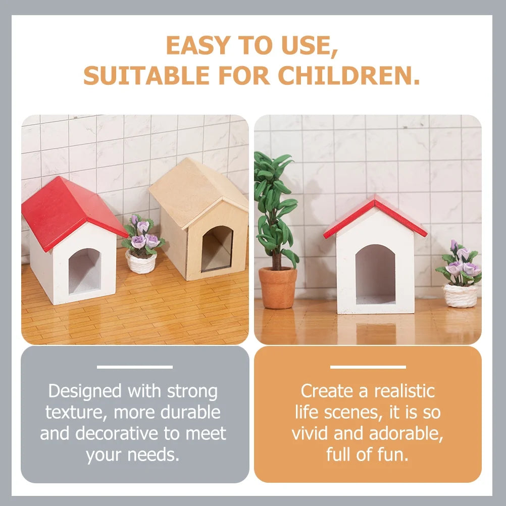 Wooden Hut Cage Model House Furniture Accessory K911591