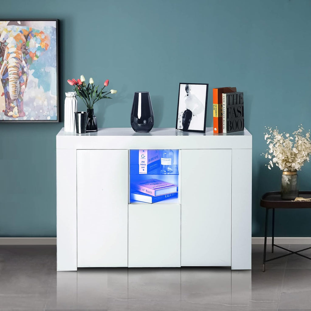Black High Gloss Sideboard Cabinet with LED Display J75844