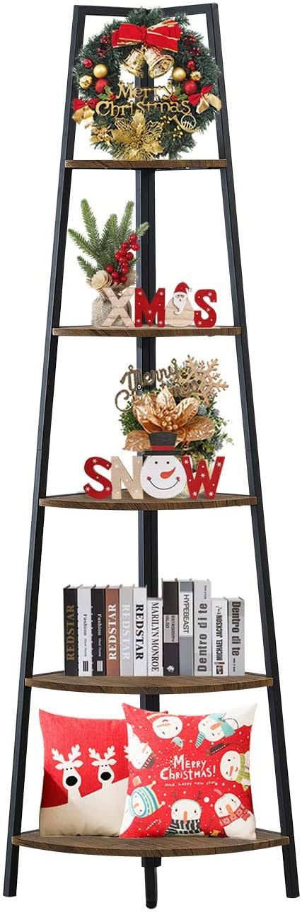 5-Shelf Industrial Corner Bookcase I39426