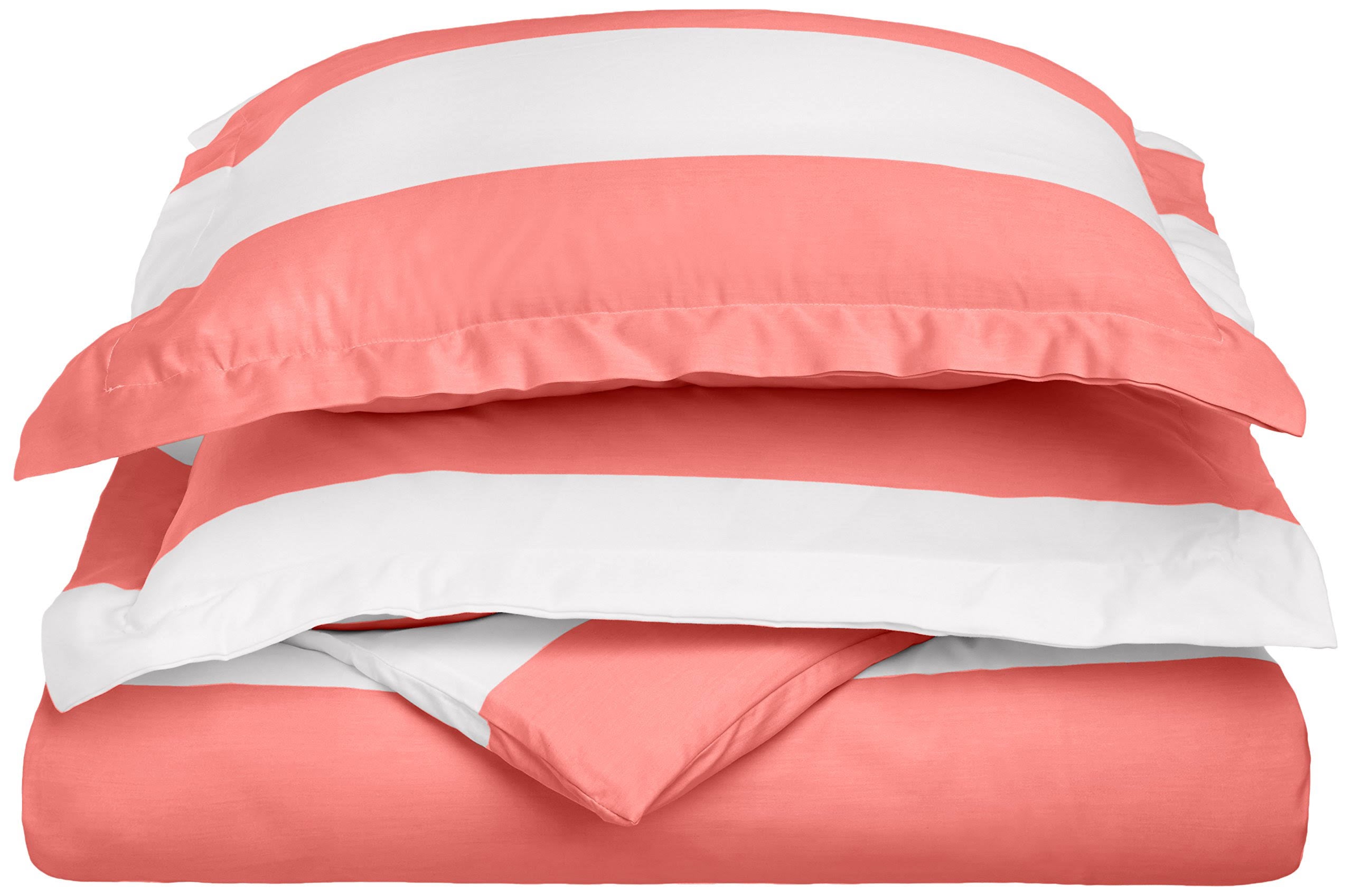 600-Thread Count Cotton-blend Duvet Cover Set Pink Full/Queen C4043