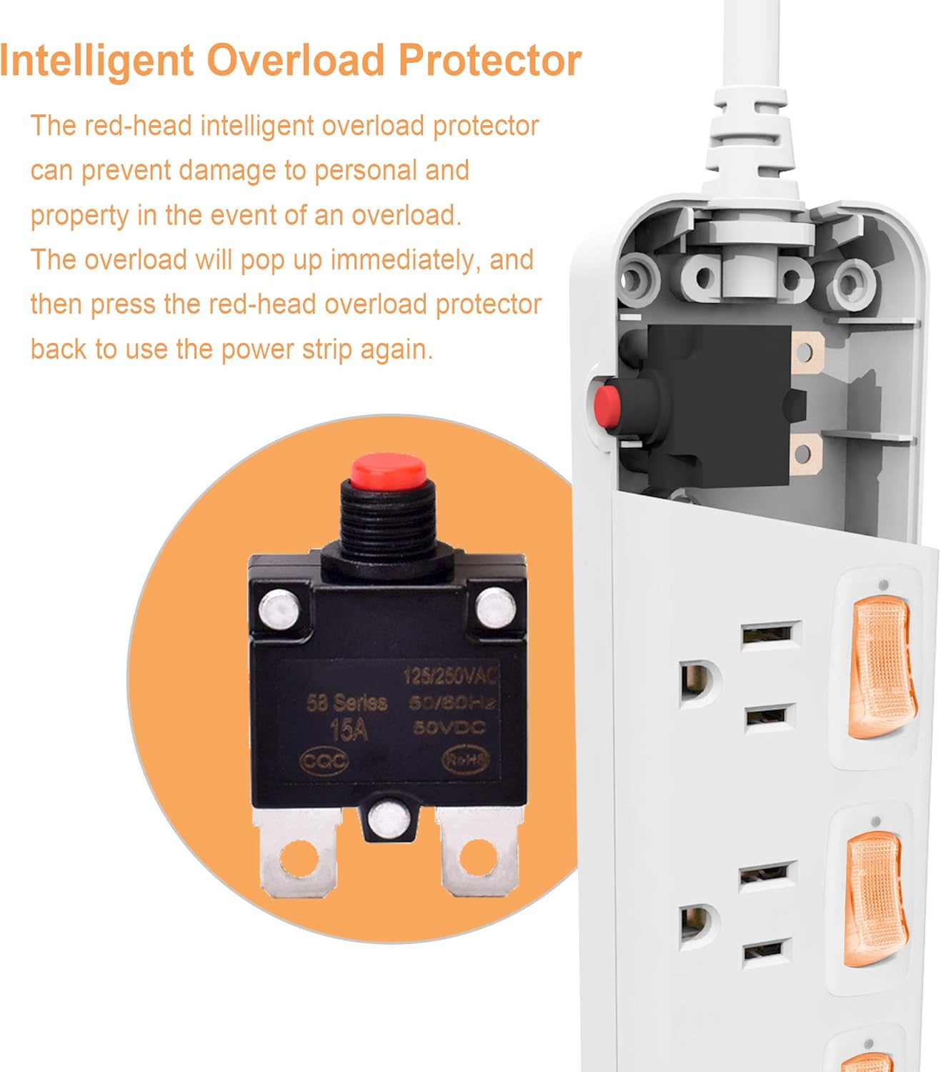 6 Outlets Surge Protector Power Strip X109943