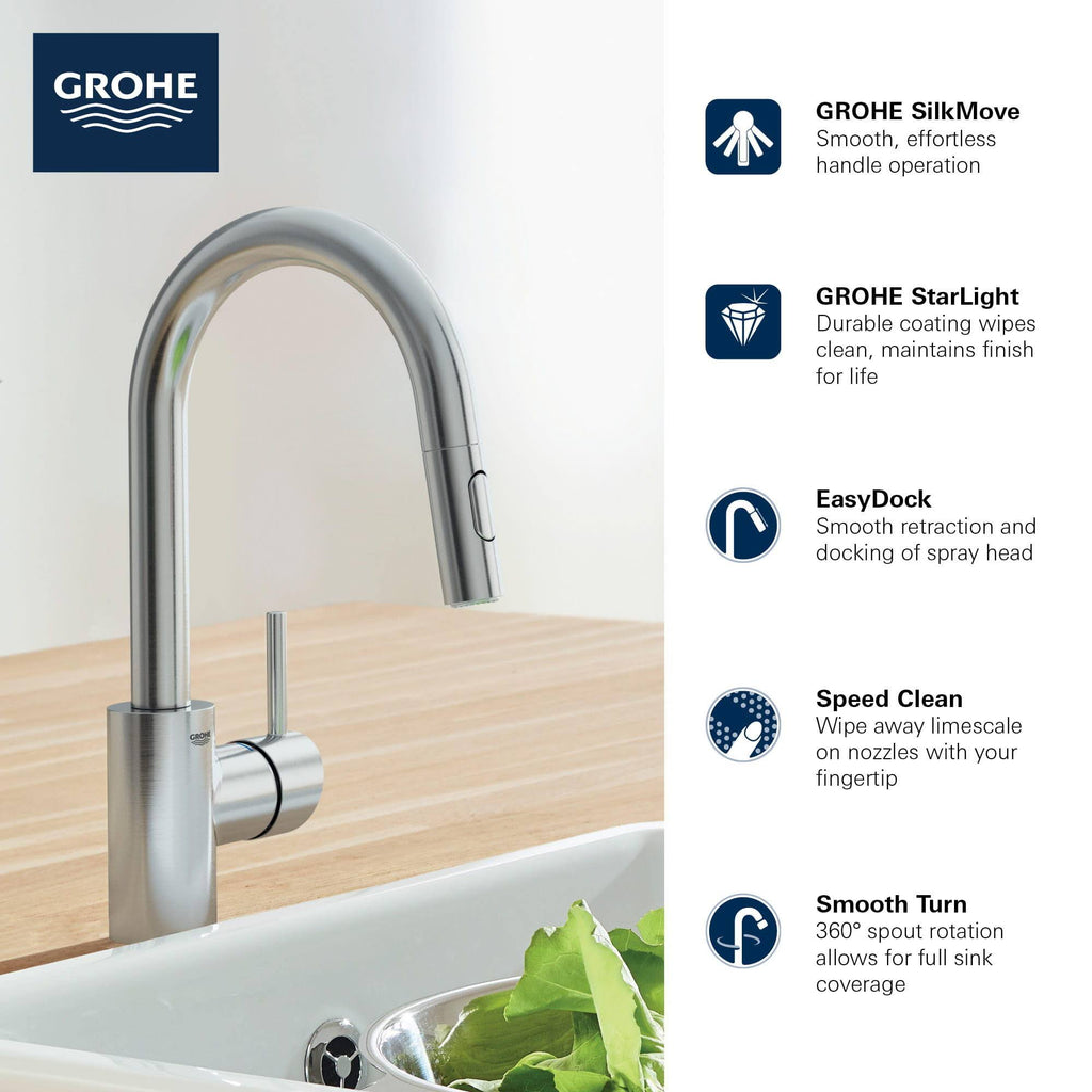 Single-Handle Kitchen Faucet in SuperSteel A4704