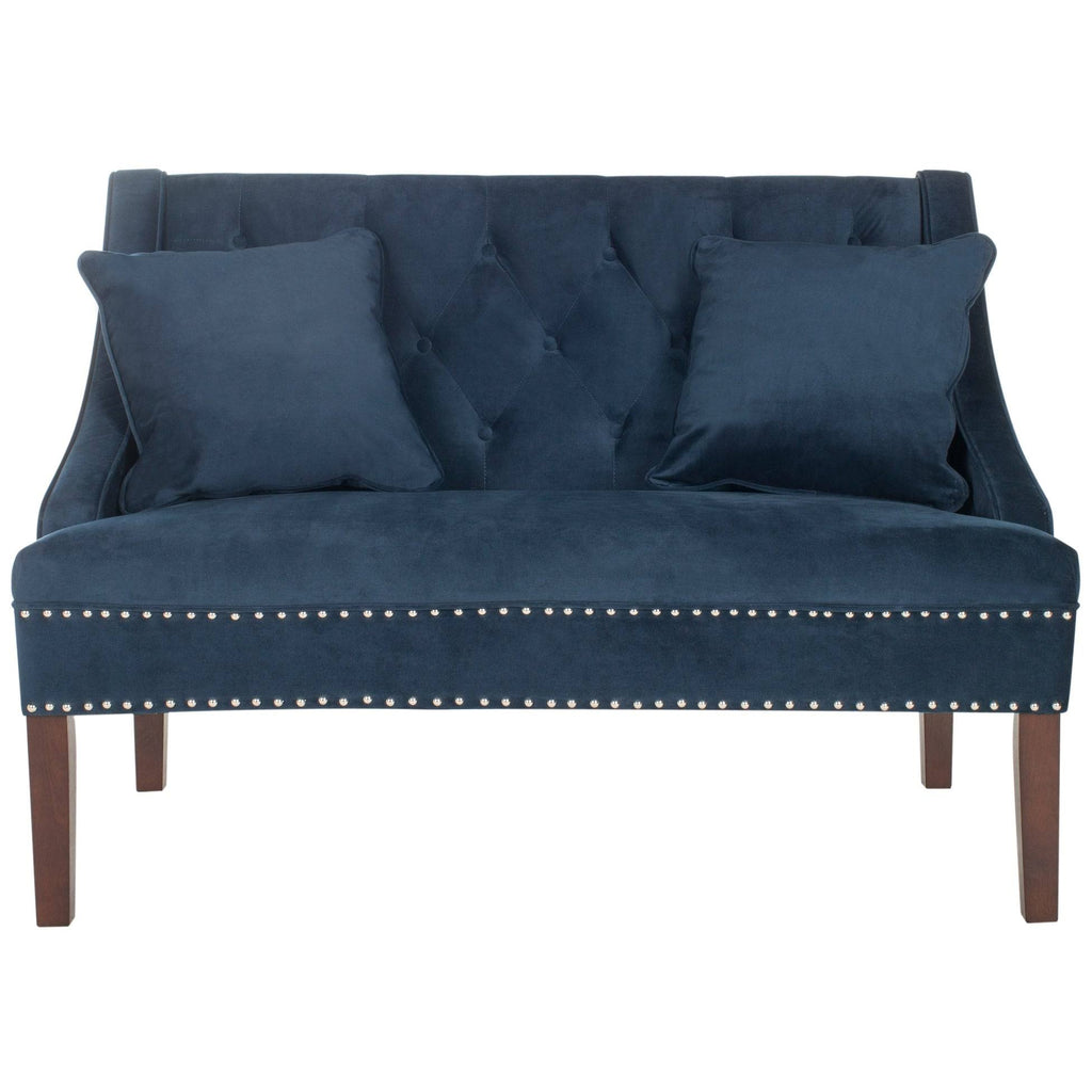 Grey Linen Settee with Silver Nailheads J697