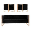3-Piece Velvet Sofa & Armchair Set in Black V111245