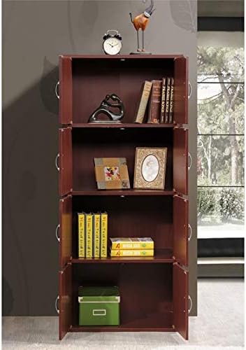 Mahogany 4 Shelf 8 Door Bookcase A4965