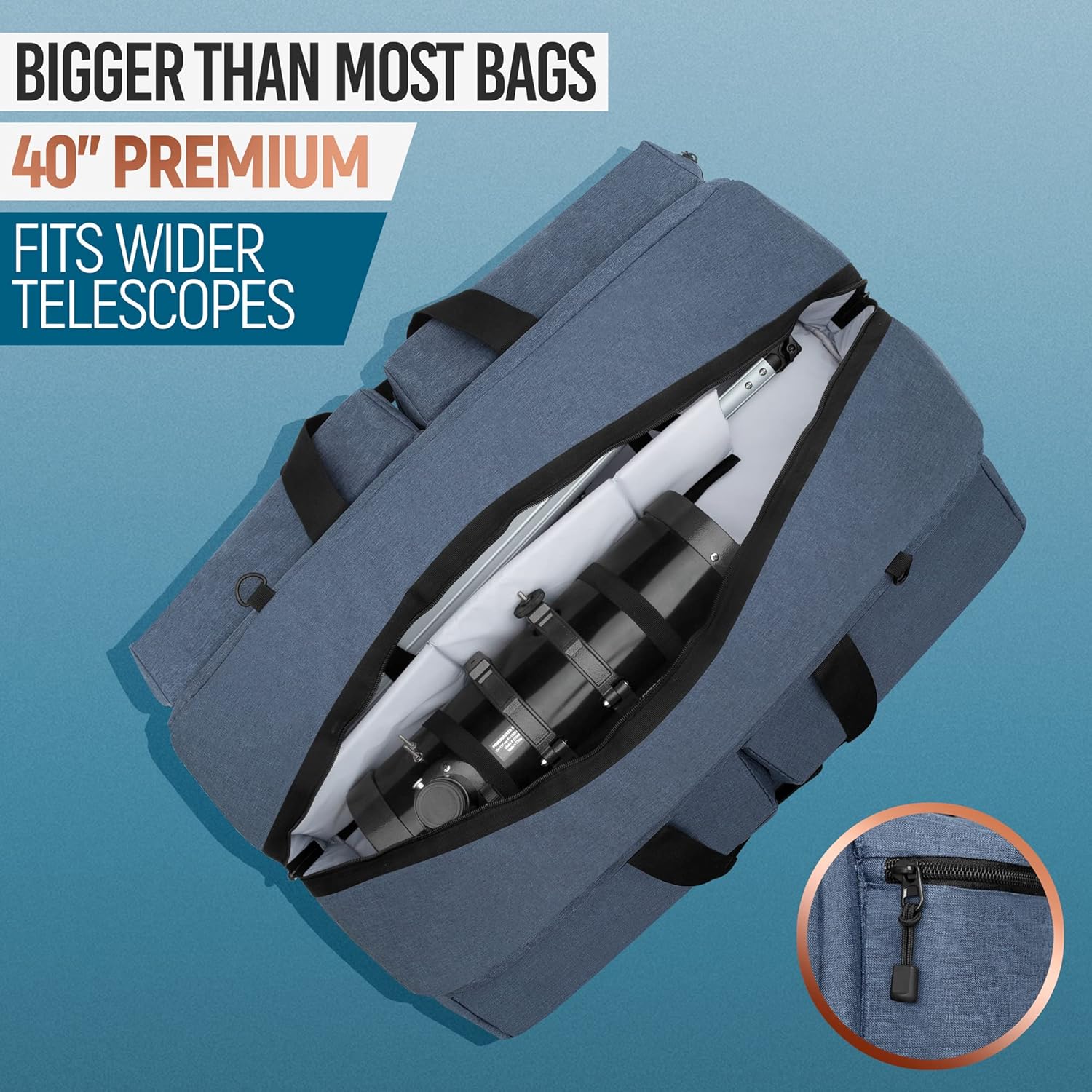 Extra Large Telescope and Tripod Case/Bag - 40" X 12.3" X 12.3" - Internal Double Padding - 4 Deep Padded Accessories Pockets - Buckled Straps L846