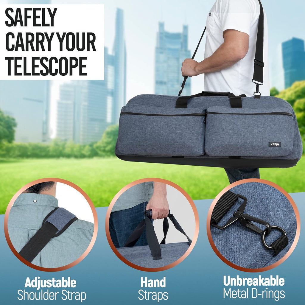 Extra Large Telescope and Tripod Case/Bag - 40" X 12.3" X 12.3" - Internal Double Padding - 4 Deep Padded Accessories Pockets - Buckled Straps L846