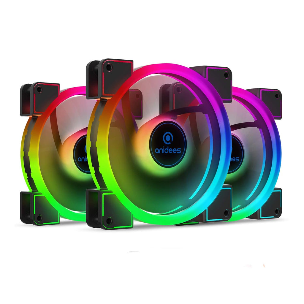 140mm 3pcs RGB PWM Dual Light Loop PC Case Fan W858046