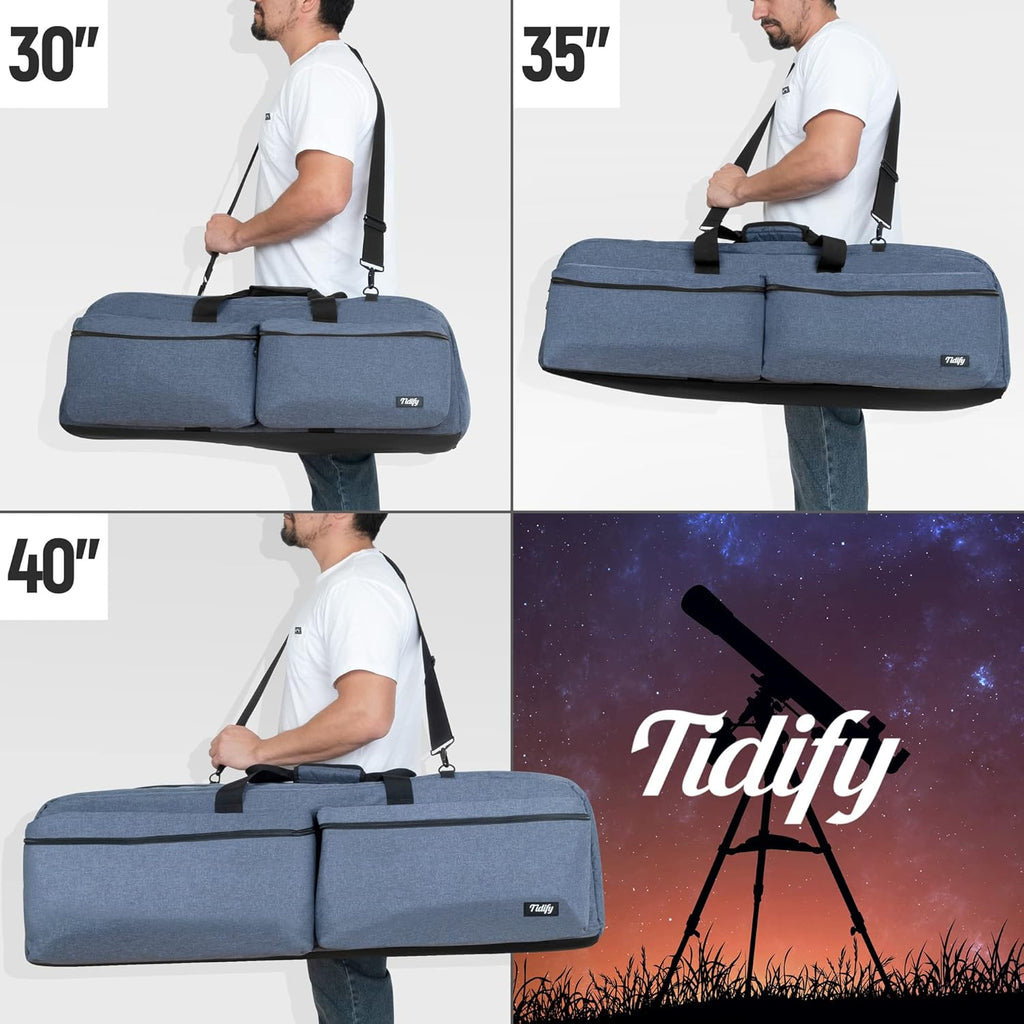 Extra Large Telescope and Tripod Case/Bag - 40" X 12.3" X 12.3" - Internal Double Padding - 4 Deep Padded Accessories Pockets - Buckled Straps L846