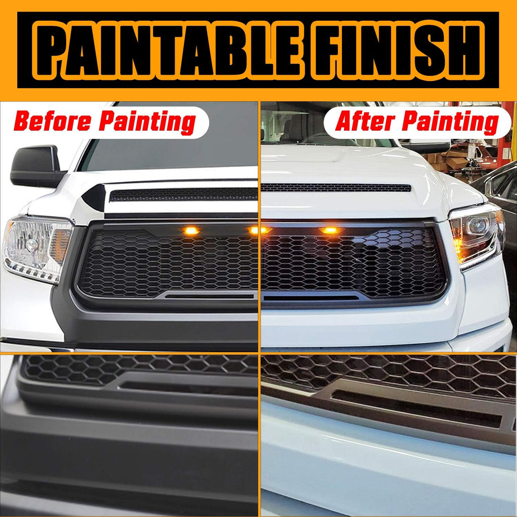 Matte Black ABS Grille Front Grill with Amber LED Lights S909