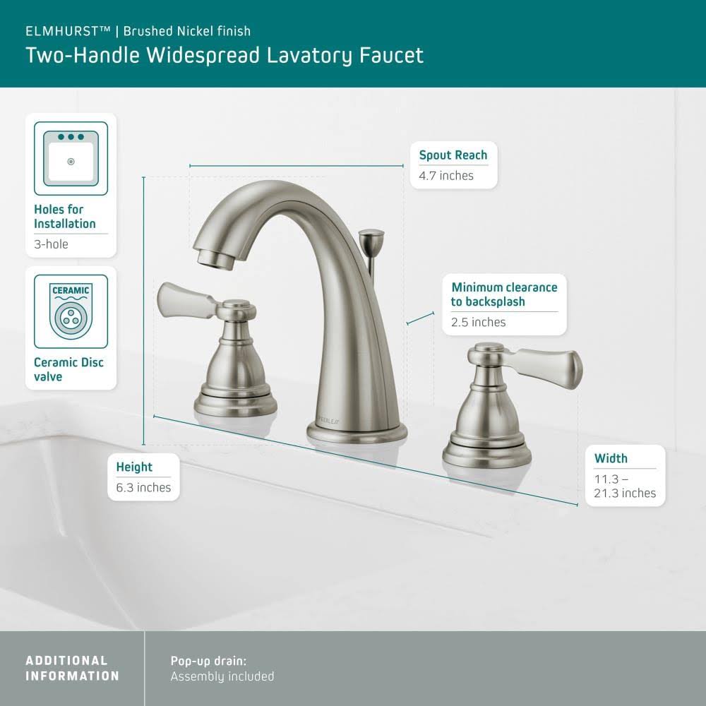 Brushed Nickel Two-Handle Widespread Bath Faucet H373